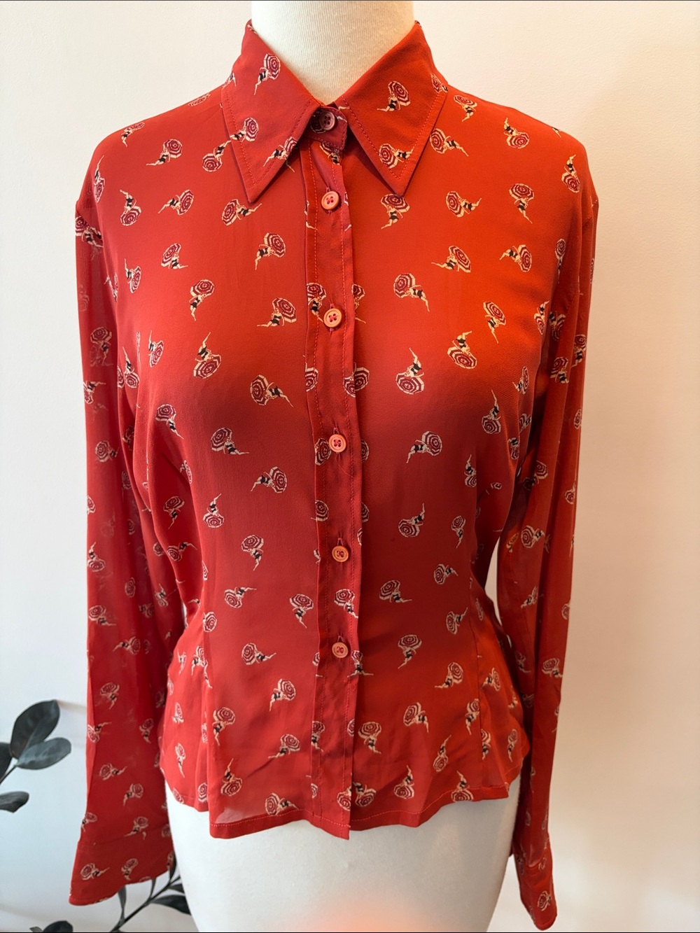 Karen Millen Rust Bathing beauty Button-Down Shirt US 6